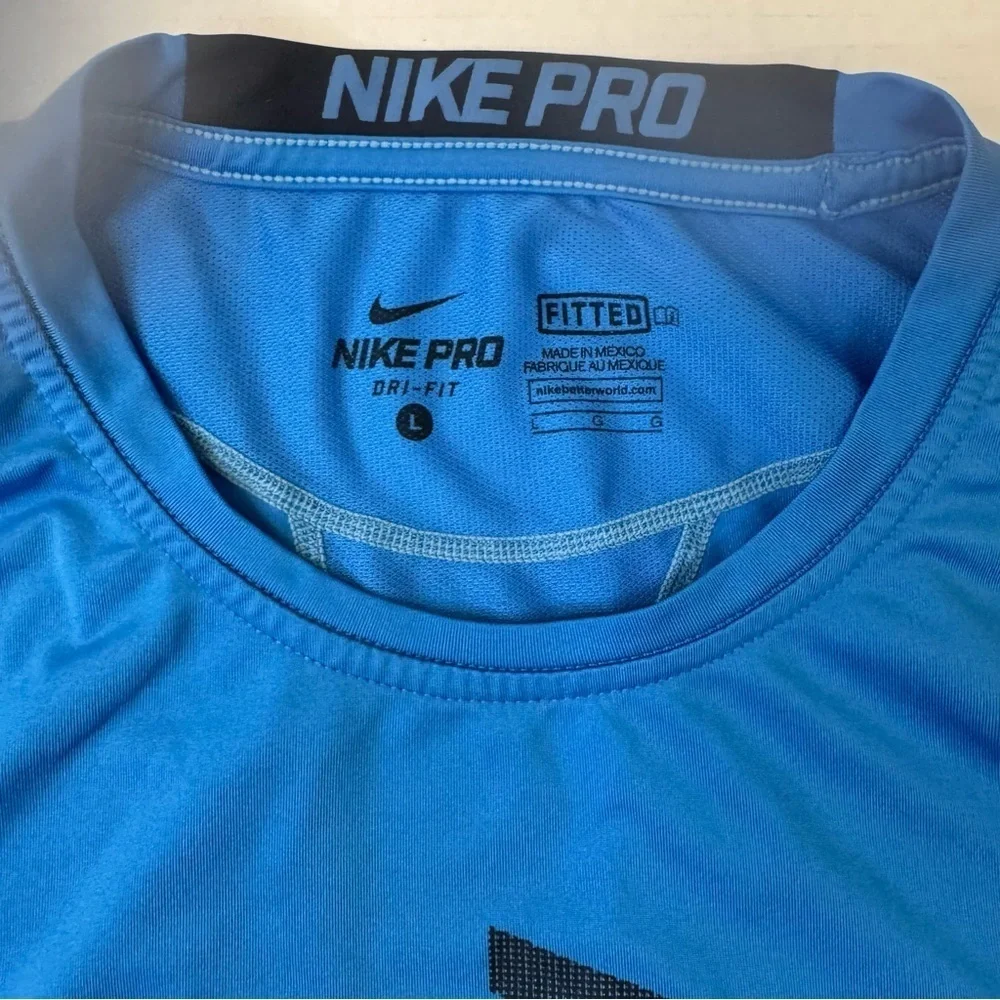 Nike Pro Fitted Dri-Fit Short Sleeve Blue Tee Shirt